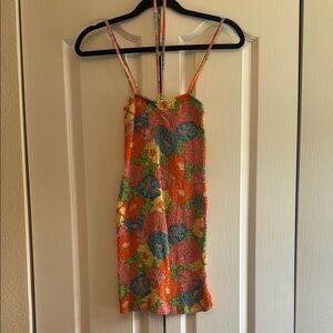 Zara Orange Green Sundress Sleeveless Mini